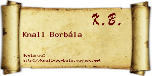 Knall Borbála névjegykártya
